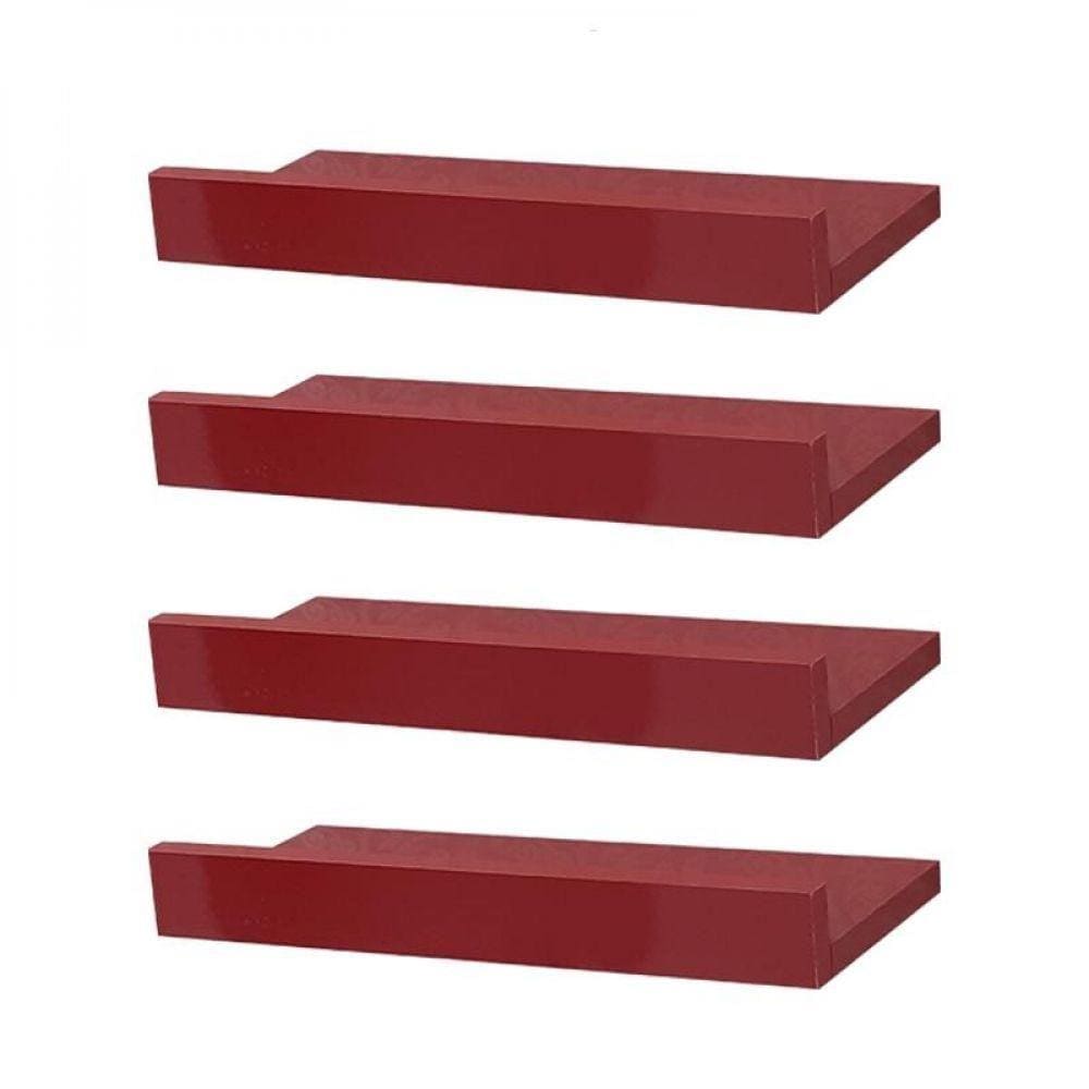 Kit 4 Prateleiras Porta Quadros 40 x 15cm Vermelha