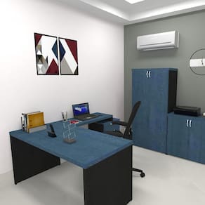 Mesa de Escritório Natus 40mm 150 Bramov Móveis Preto/Azul