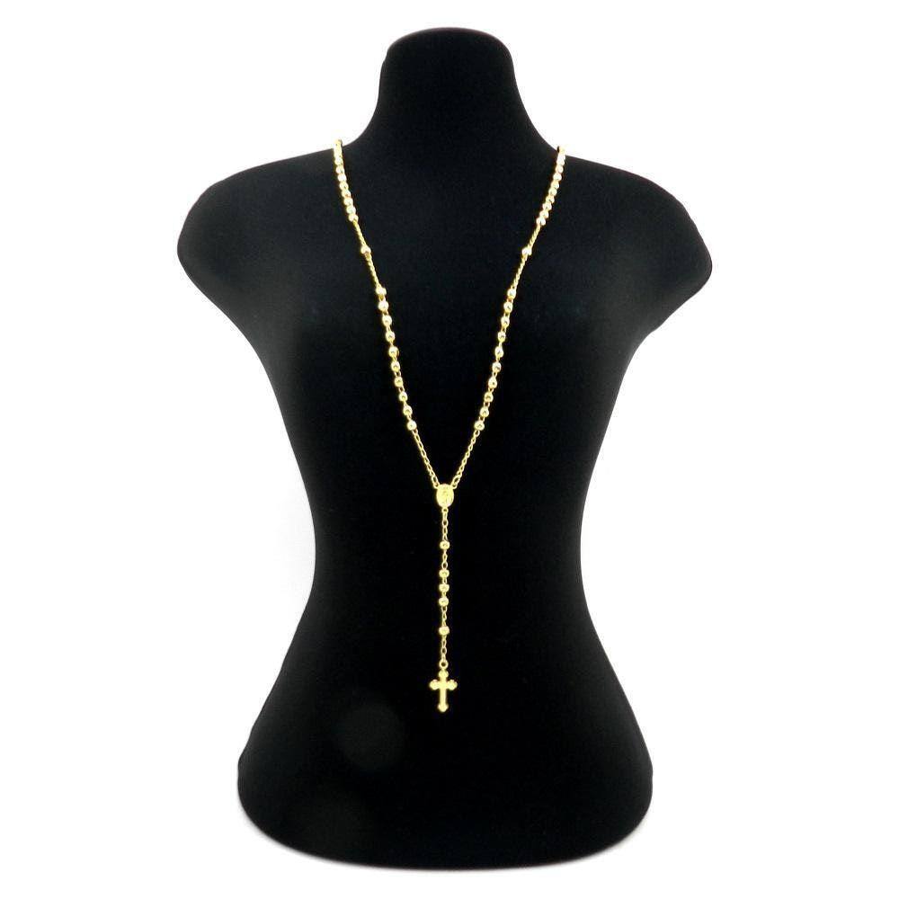 Terço Masculino 60Cm 3,5Mm Largura Folheado Ouro Gg103