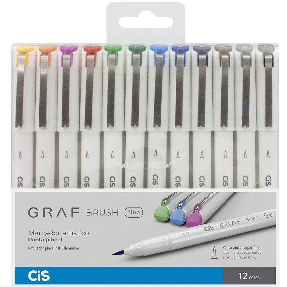 Estojo Marcador Artístico Graf Brush Fine 12 Cores - Cis