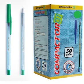Caneta Esferografica 0.7 Verde Compactor 50 Unidades