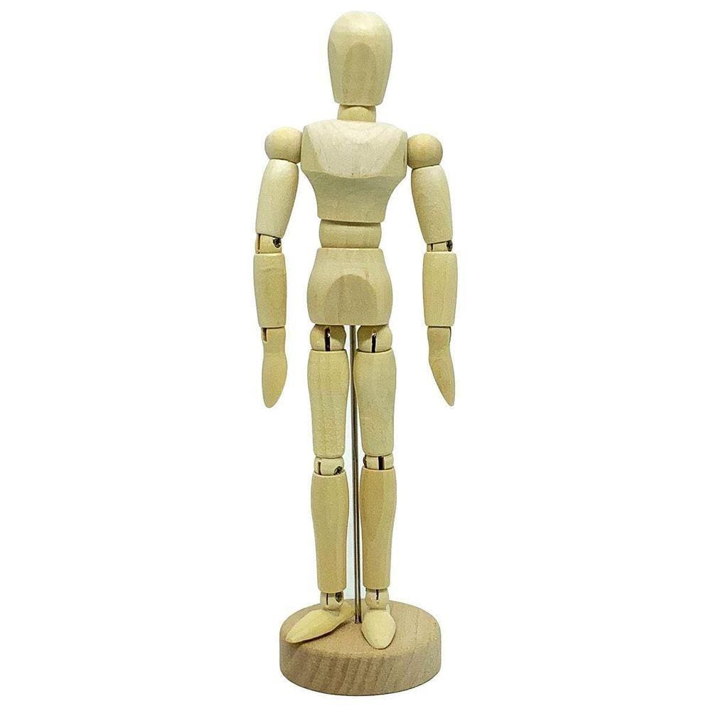 Boneco Manequim Articulado Em Madeira - 20 Cm