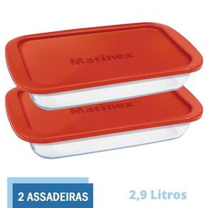 Assadeira Retangular Vidro C Tampa 2,9L Marinex Nadir - 2 Un
