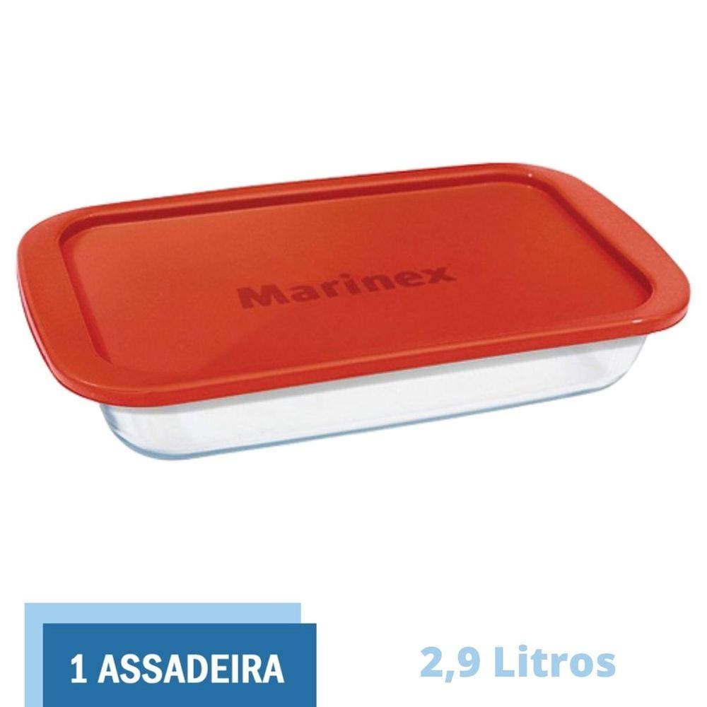 Assadeira Com Tampa 2,9L Retangular Vidro Doce Torta Marinex