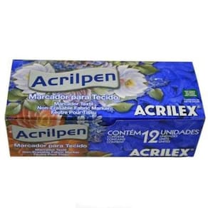 Caneta Para Tecido Preto Acrilpen Caixa Com 12 Acrilex
