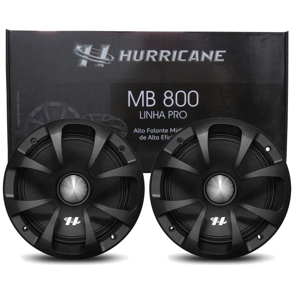 Par Alto Falante Midbass Hurricane Pro MB800 8” Polegadas 600W RMS Bobina Simples