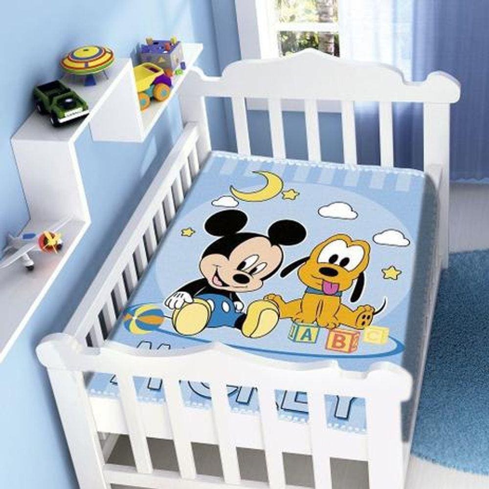 Cobertor Infantil Para Bebê Mickey e Pluto Feliz Disney Jolitex