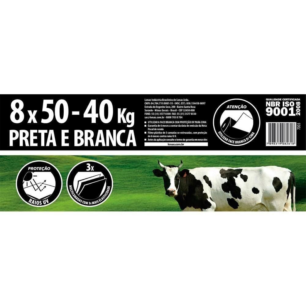 Lona Plástica Lonax Agro Preta/Branca 8 x 50m 40Kg