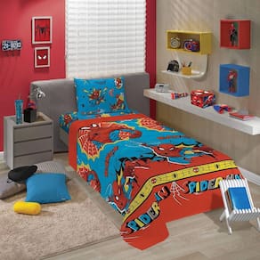 Jogo de Cama Homem Aranha Solteiro Microfibra Com 3 peças Lepper