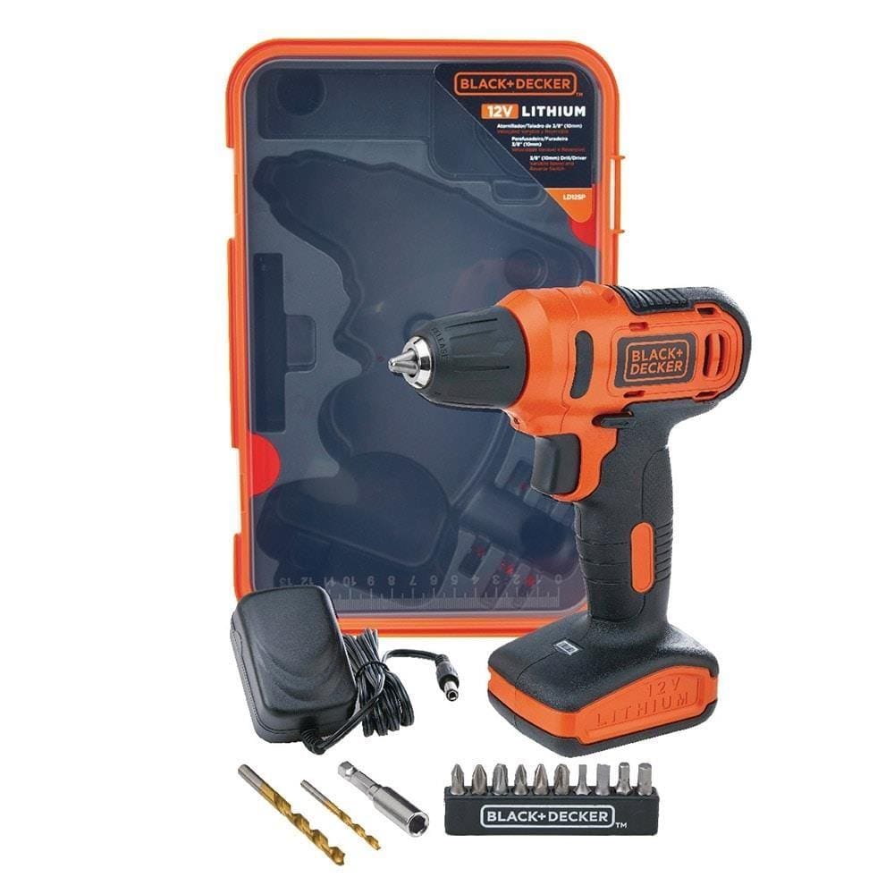 Furadeira/Parafusadeira Black & Decker LD12SPBR 3/8" 12V VVR com 13 Acessórios Bivolt