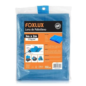Lona Plástica Azul Foxlux com Ilhos Cantos Reforçados 3mx2m