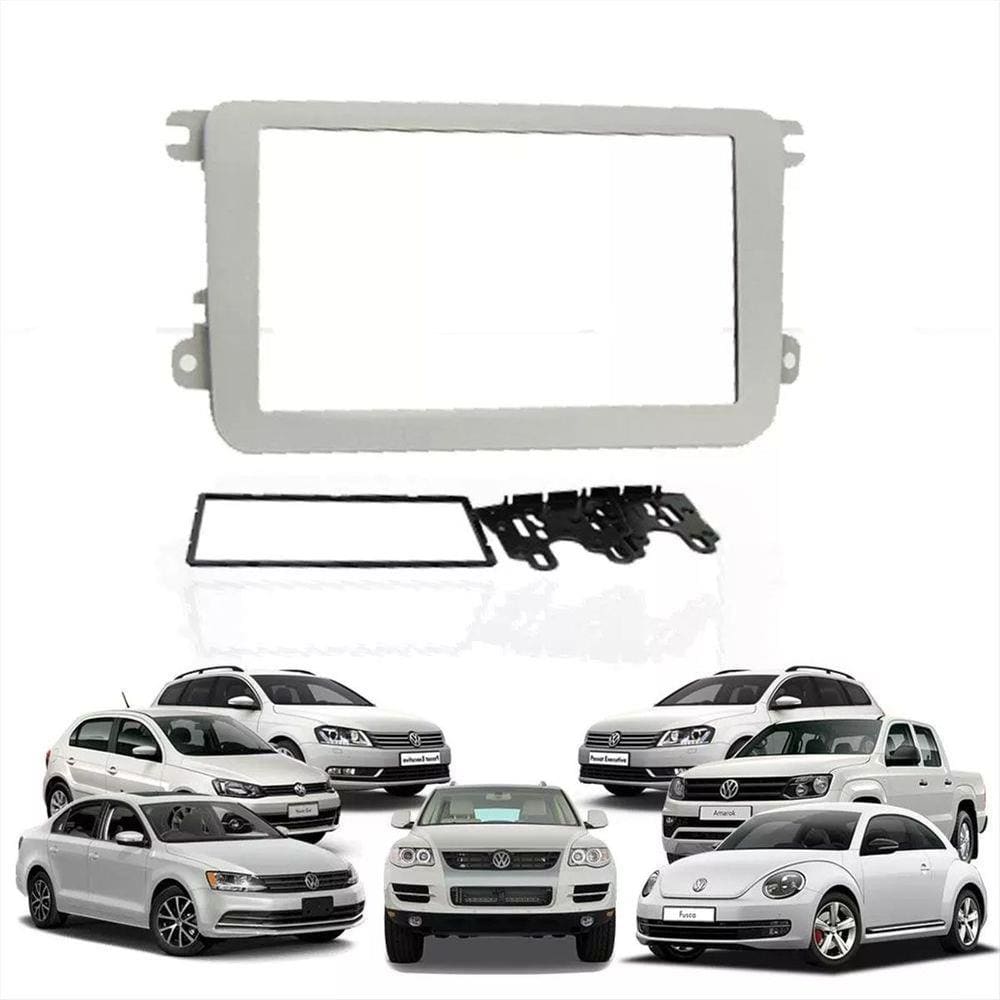 Moldura 2din Jetta Amarock New Beetle Tiguan 07\10 Prata