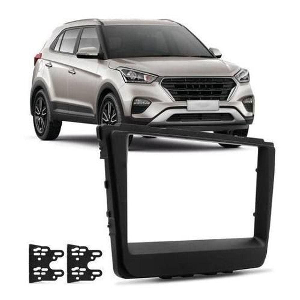 Moldura Painel 2DIN Multimidia Mp5 Hyundai Creta Preta