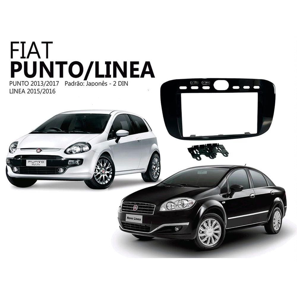 Moldura Painel 2DIN Mp5 Fiat Punto 13 Linea 15 Preta Fosca