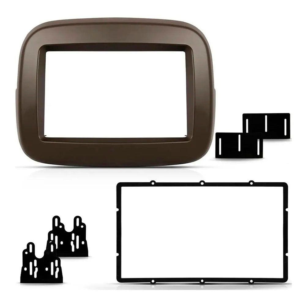 Moldura Painel 2DIN Multimidia MP5 Fiat Mobi Basico - Marron