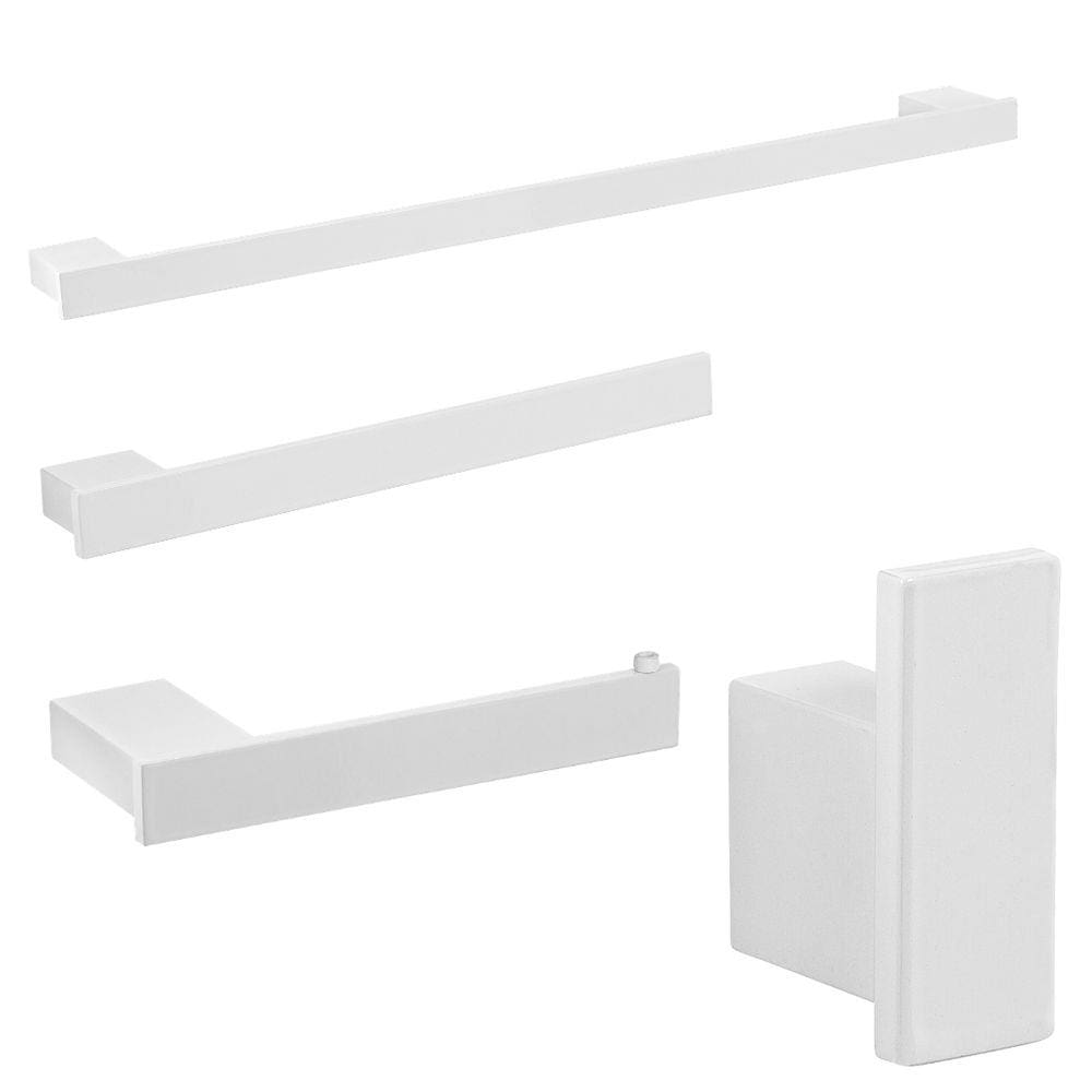 Kit De Acessórios Para Banheiro Branco Master 4 Peças