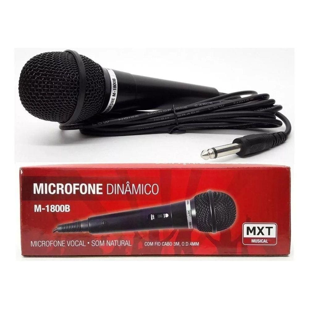 Microfone M18000 B Preto Com Cabo 3 M