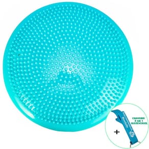Disco de Equilíbrio Para Exercícios Inflável 33 cm Azul Claro + Chaveiro CBRN15979
