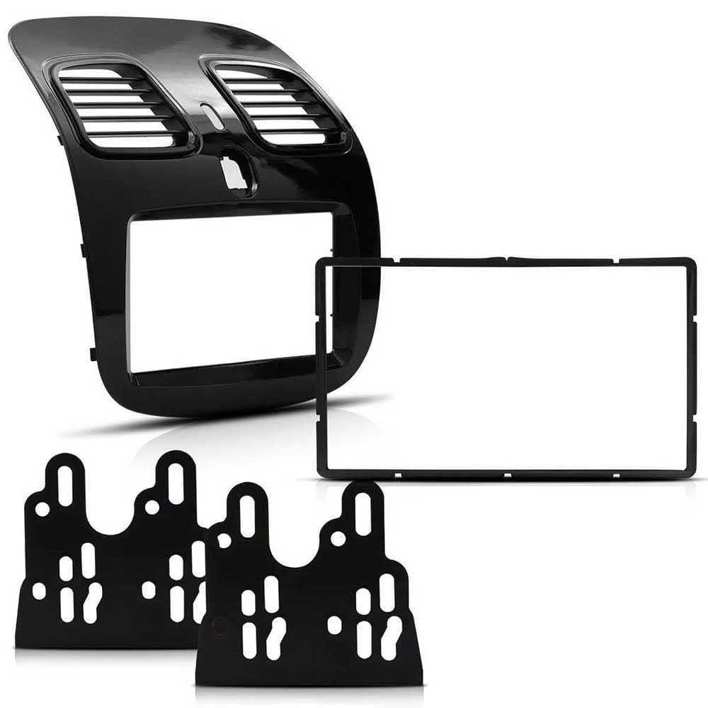 Moldura Painel 2DIN Multimidia Fiat Grand Siena Black Piano