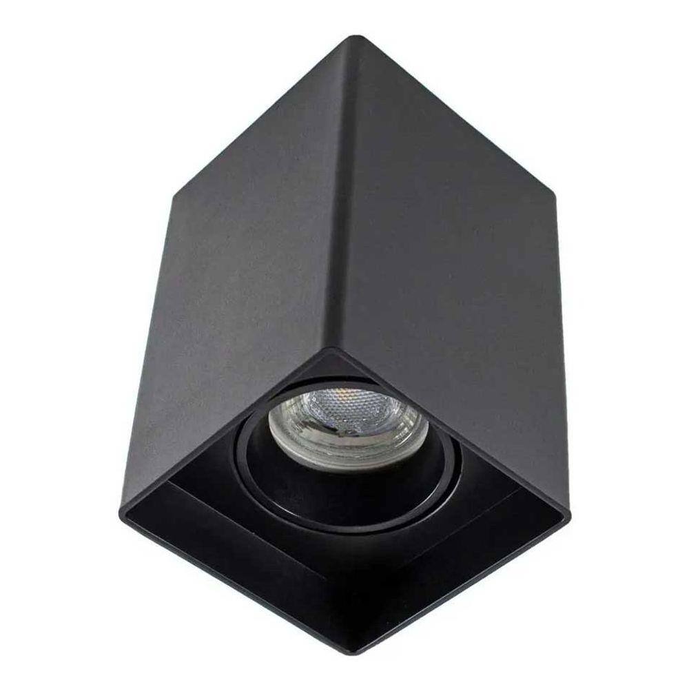 Spot Sobrepor Quadrado para MR16 Dicróica Recuado Direconável Preto DS2444 Delis