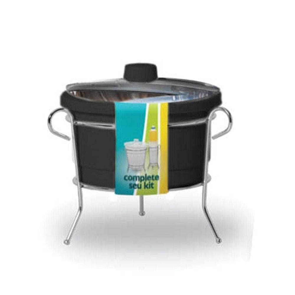 Porta Sabão E Esponja Preto Com Suporte