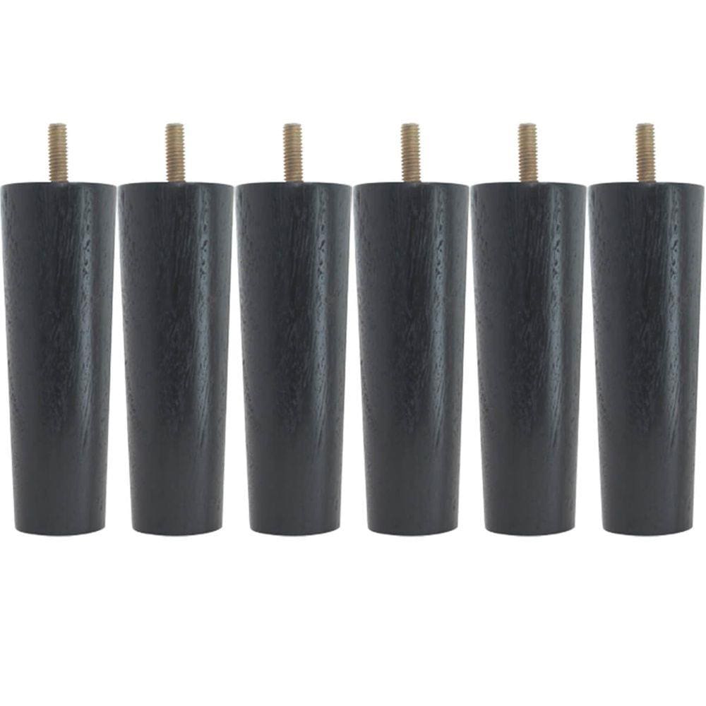 Kit 6 Pés Para Cama Box Solteiro Pé Para Moveis 13cm Preto
