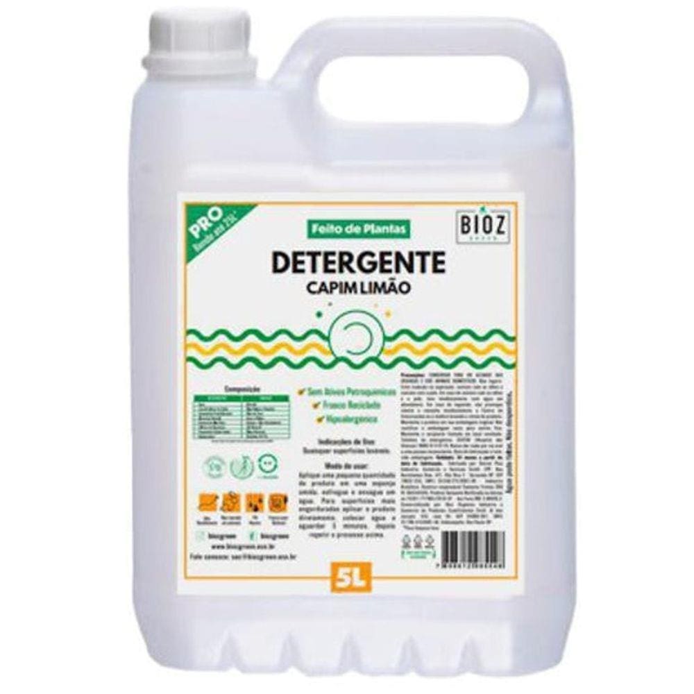 Detergente De Capim Limão Biodegradável Bioz Green 5L