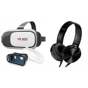 Kit VR Box 2.0 Óculos 3D  Controle bluetooth Fone ouvido Mdr