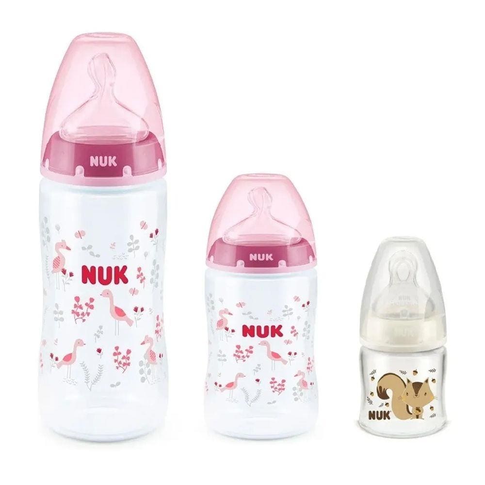Kit 3 Mamadeira Starter Rosa 90/150/300ml First Choice - NUK