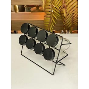 kit Porta Tempero e Condimentos com 8 Potes e Suporte Lyor