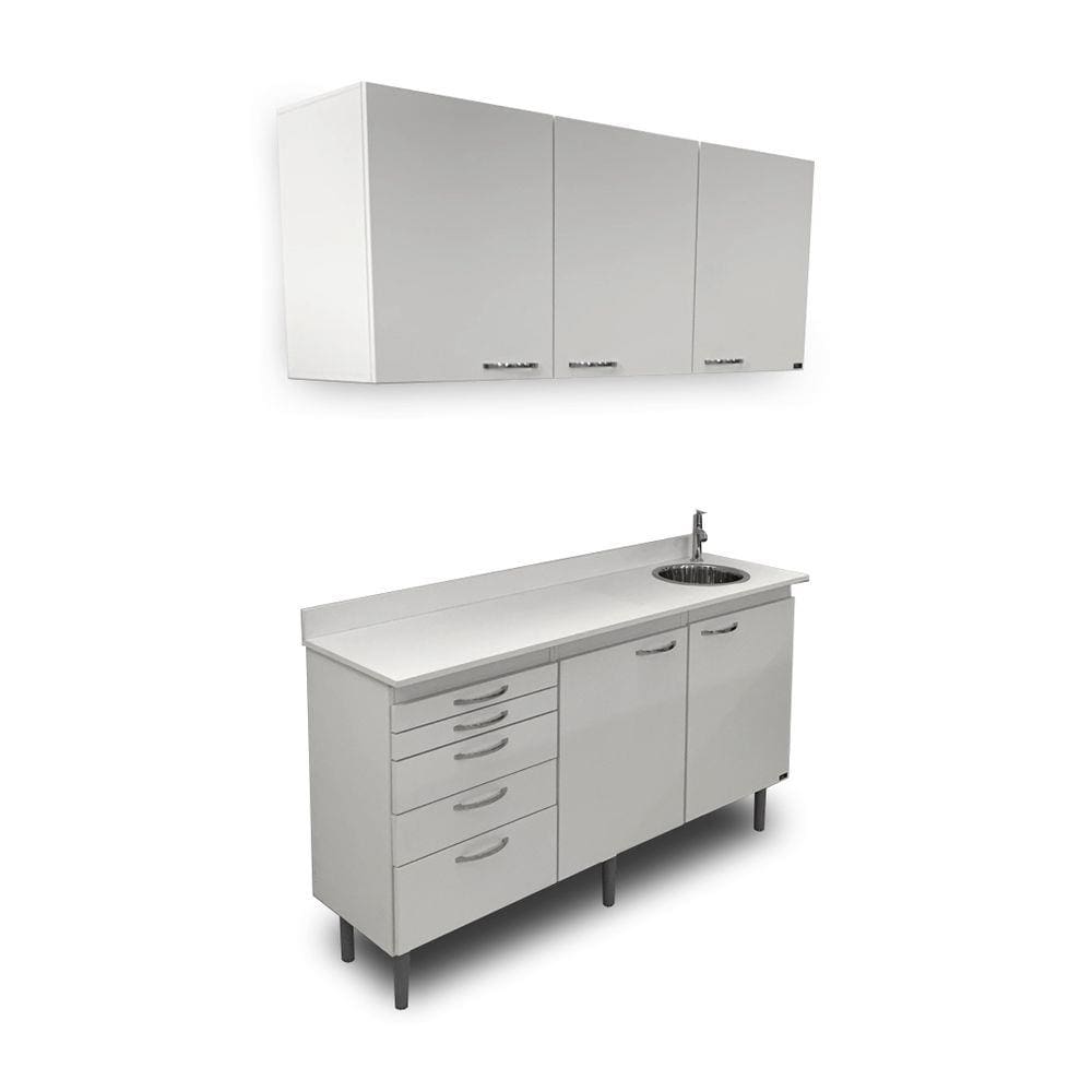 Conjunto Móveis Odontológicos - Balcão + Armário Suspenso - 6 módulos