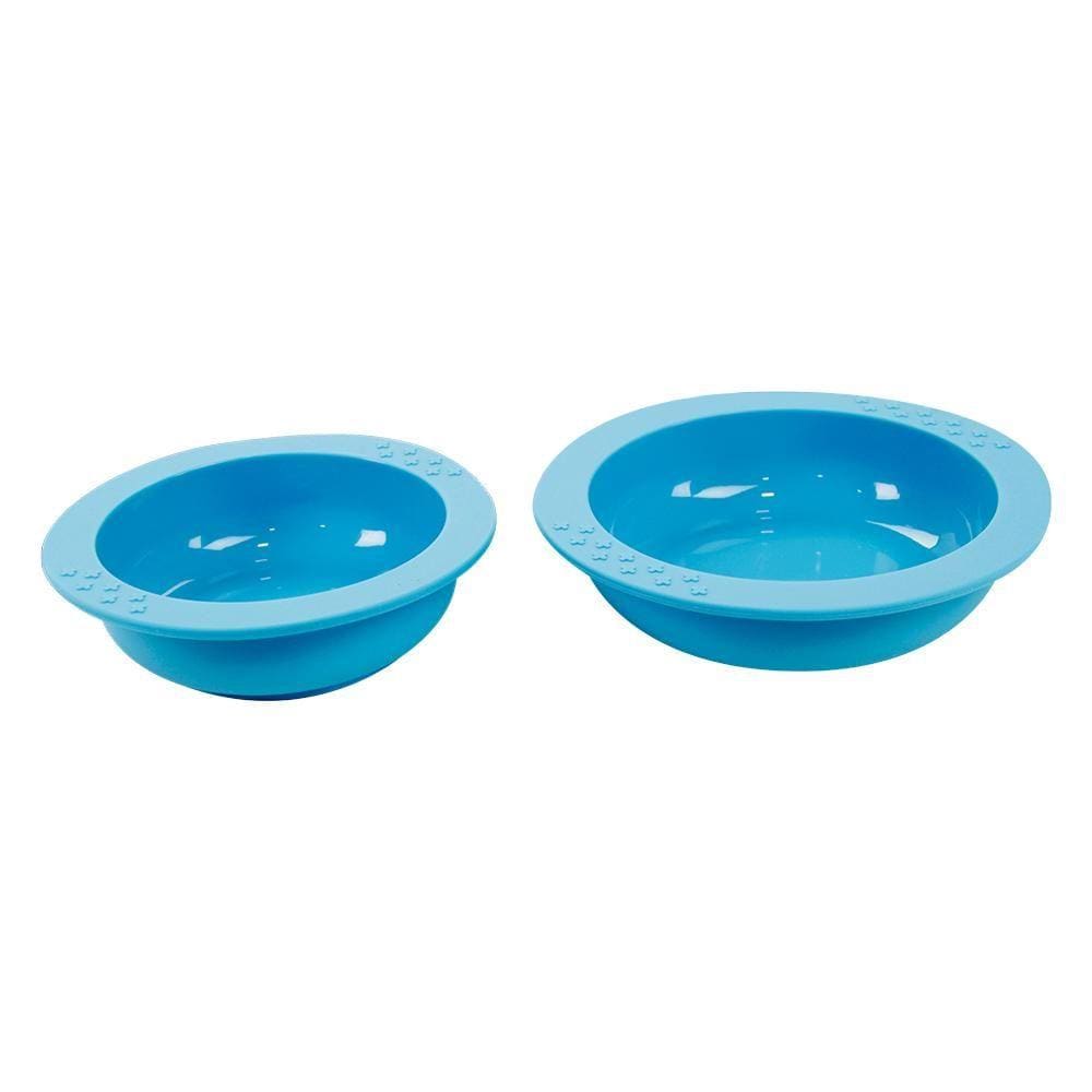 Conjunto 2 Pratos Infantis em Silicone - 1 Prato 260 Ml + 1 Prato 360 Ml Azul Moda do Chef