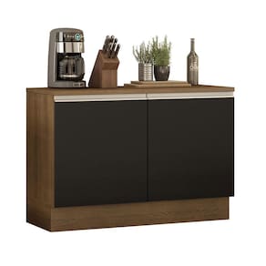 Balcão de Pia Madesa Glamy 120 cm 2 Portas (Com Tampo) - Rustic/Preto