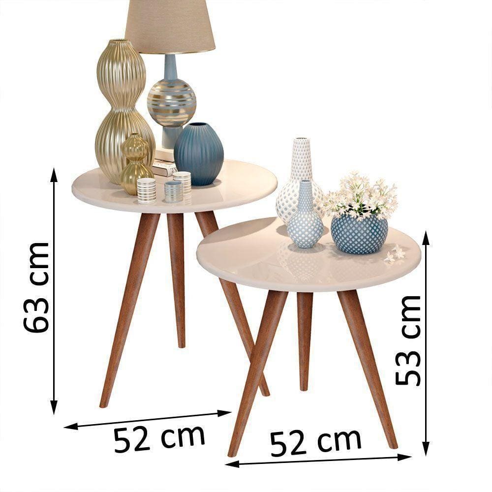 Conjunto Mesa 2 Mesa Lateral Isa Off White