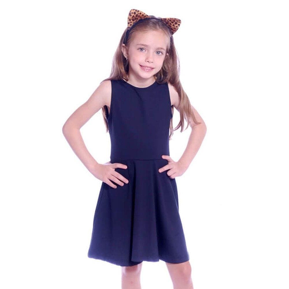 Vestido Infantil Preto Regata Decote Canoa