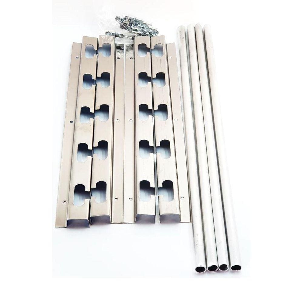 Suporte Inox Churrasqueira 5 Posições E 4 Tubos Alumin 60Cm