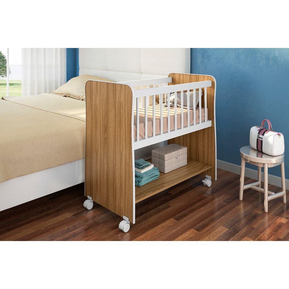 Mini Berço Rubi Nature Branco Peternella Moveis - KSM