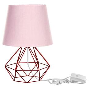 Abajur Diamante Dome Rosa Com Aramado Cereja