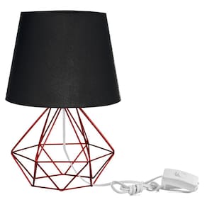 Abajur Diamante Dome Preto Com Aramado Cereja