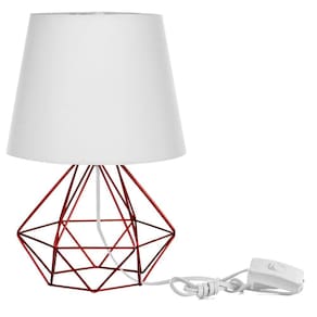 Abajur Diamante Dome Branco Com Aramado Cereja