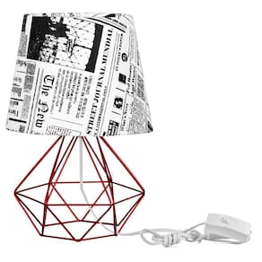 Abajur Diamante Dome Jornal Com Aramado Cereja