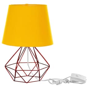 Abajur Diamante Dome Amarelo Com Aramado Cereja