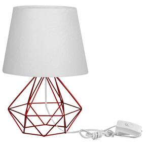 Abajur Diamante Dome Branco Texturizado Com Aramado Cereja