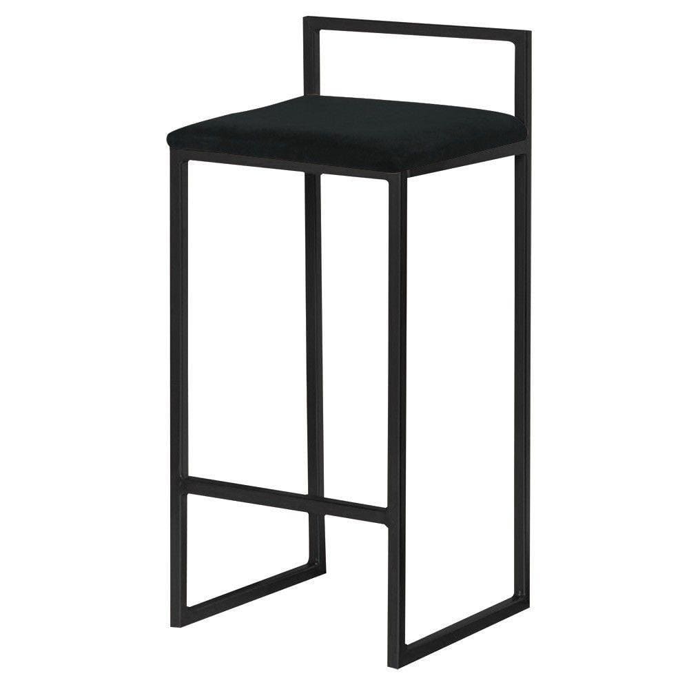Banqueta Decorativa Jasmine Base Preto Veludo Preto
