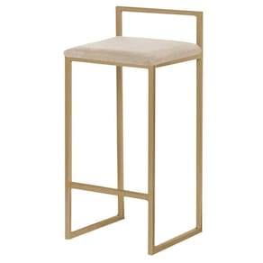 Banqueta Decorativa Jasmine Base Gold Veludo Bege