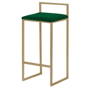 Banqueta Decorativa Jasmine Base Gold Suede Verde