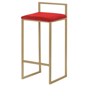 Banqueta Decorativa Jasmine Base Gold Suede Vermelho