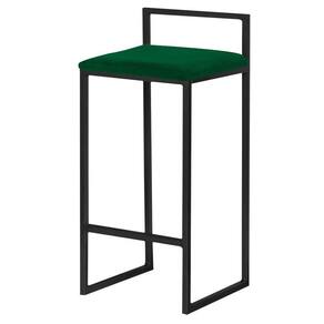 Banqueta Decorativa Jasmine Base Preto Suede Verde