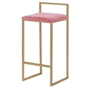 Banqueta Decorativa Jasmine Base Gold Suede Rosa