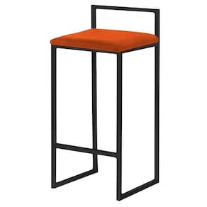 Banqueta Decorativa Jasmine Base Preto Suede Telha